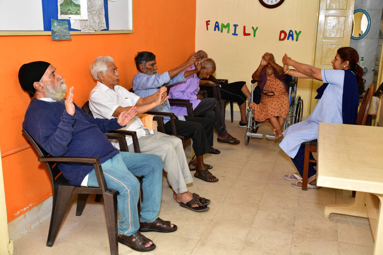 Physical Exercises start the day at the Day Care Centre