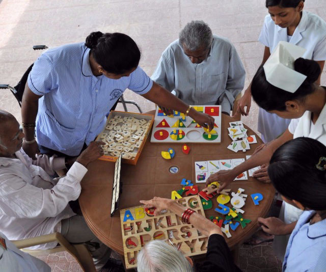Residents at the Centre engaged in board games